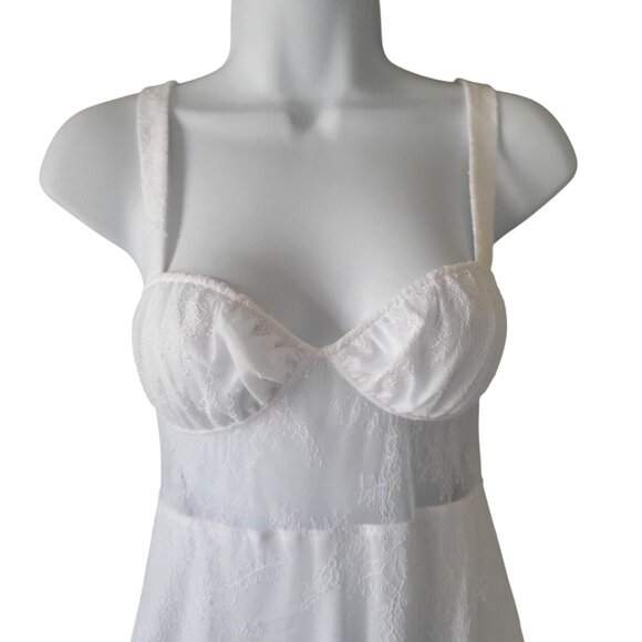 Danielle Bernstein White Lace Maxi Dress Adjustable Straps & Sheer Bodice-XS - Picture 5 of 11